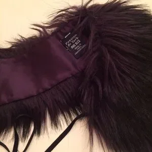 Preston & York Elegant Brown Fur Hair Accessory NEW Large Preston And York Brown Faux Fur Trim Coat Zip  main image 3